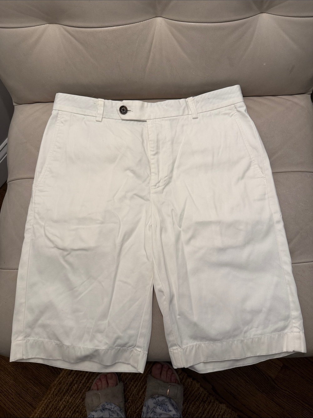 Brooks Brothers White Flat Front Chino Shorts